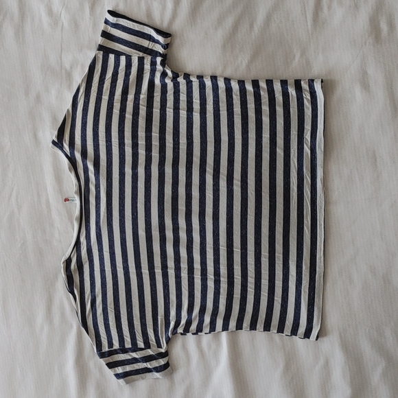 Reckless Hearts navy stripe cropped tee sequin anchor - Picture 2 of 5